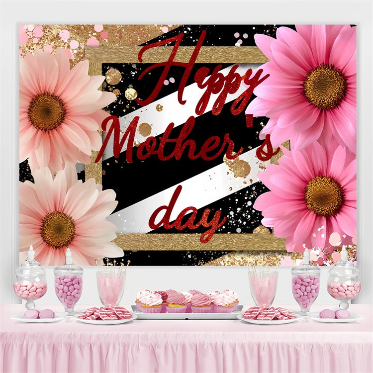Mothers Day Photo Backdrop Modern Striped Floral Custom Backdrop UK CSH3-92