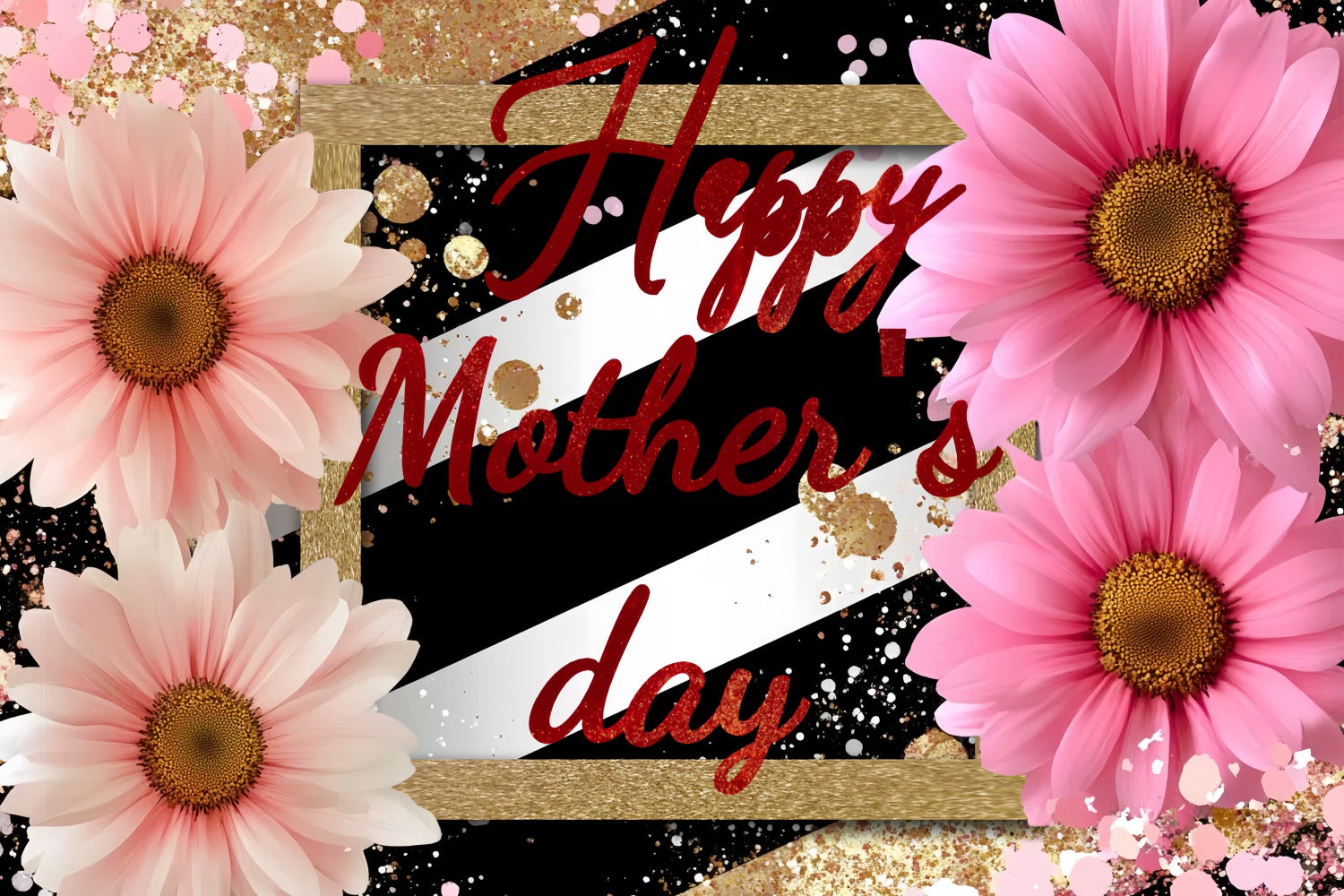 Mothers Day Photo Backdrop Modern Striped Floral Custom Backdrop UK CSH3-92