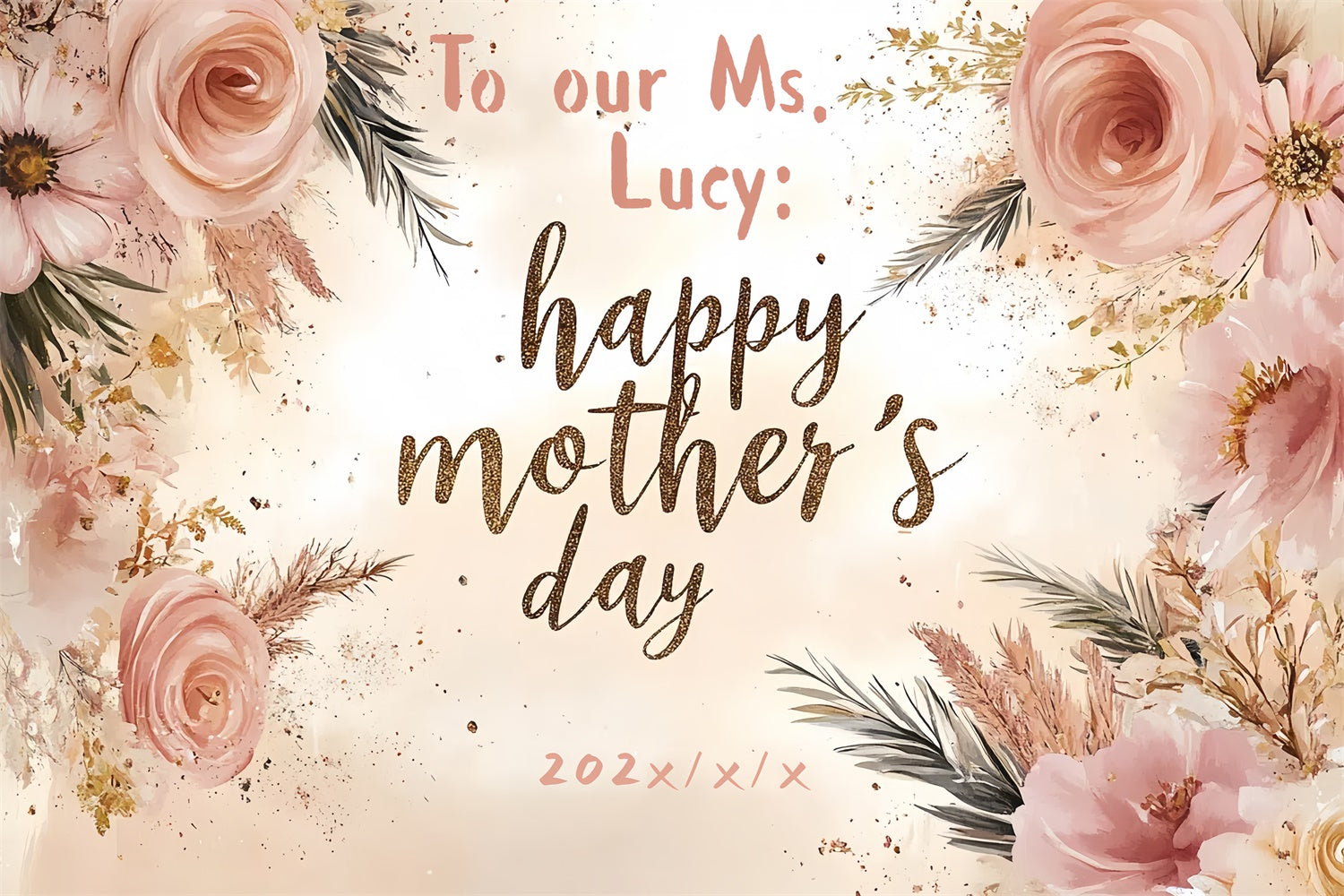 Mothers Day Backdrop Vintage Pink Rose Personalized Backdrop UK CSH3-94