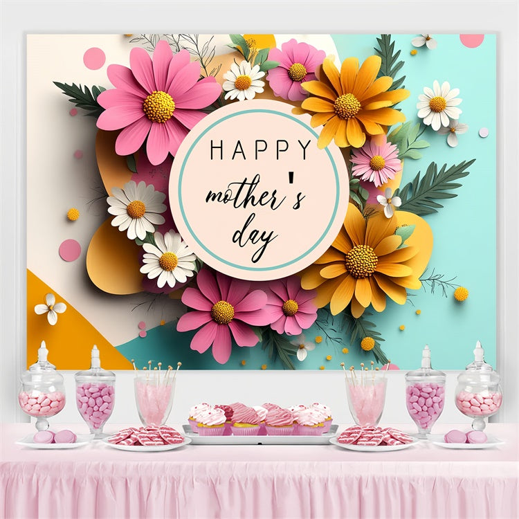 Happy Mother's Day Backdrop Vibrant Daisy Pastel Custom Backdrop UK CSH3-95