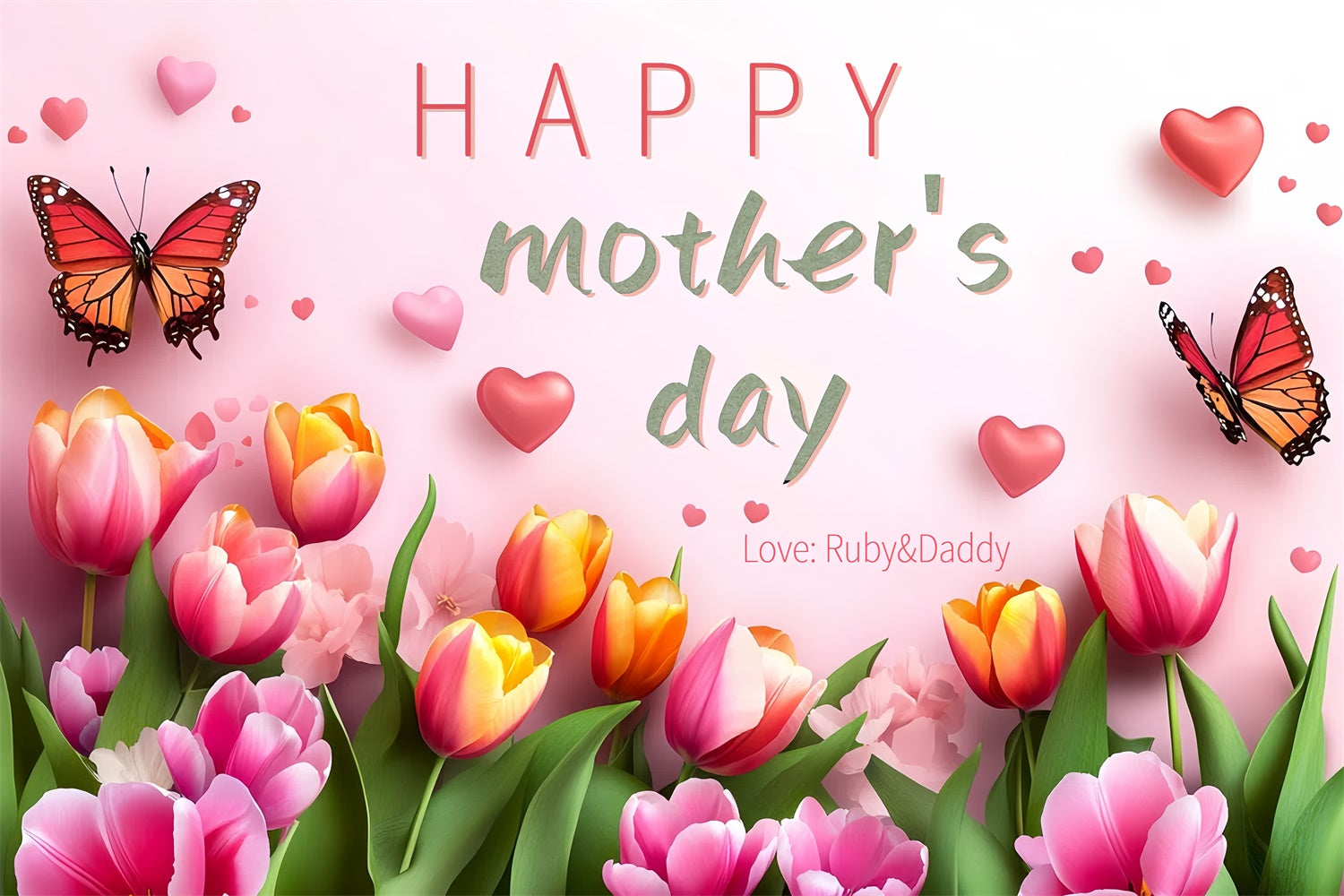 Mother's Day Backdrop Ideas Romantic Tulip Bloom Custom Backdrop UK CSH3-96