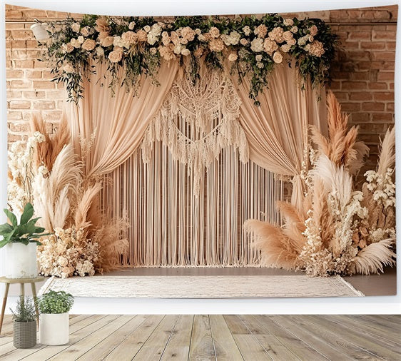 Bohemian Backdrop Macrame Pampas Garden Backdrop UK CSH4-133