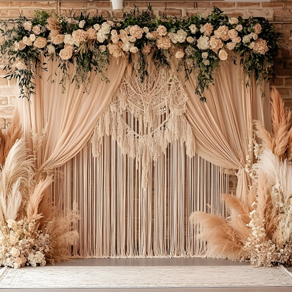 Bohemian Backdrop Macrame Pampas Garden Backdrop UK CSH4-133