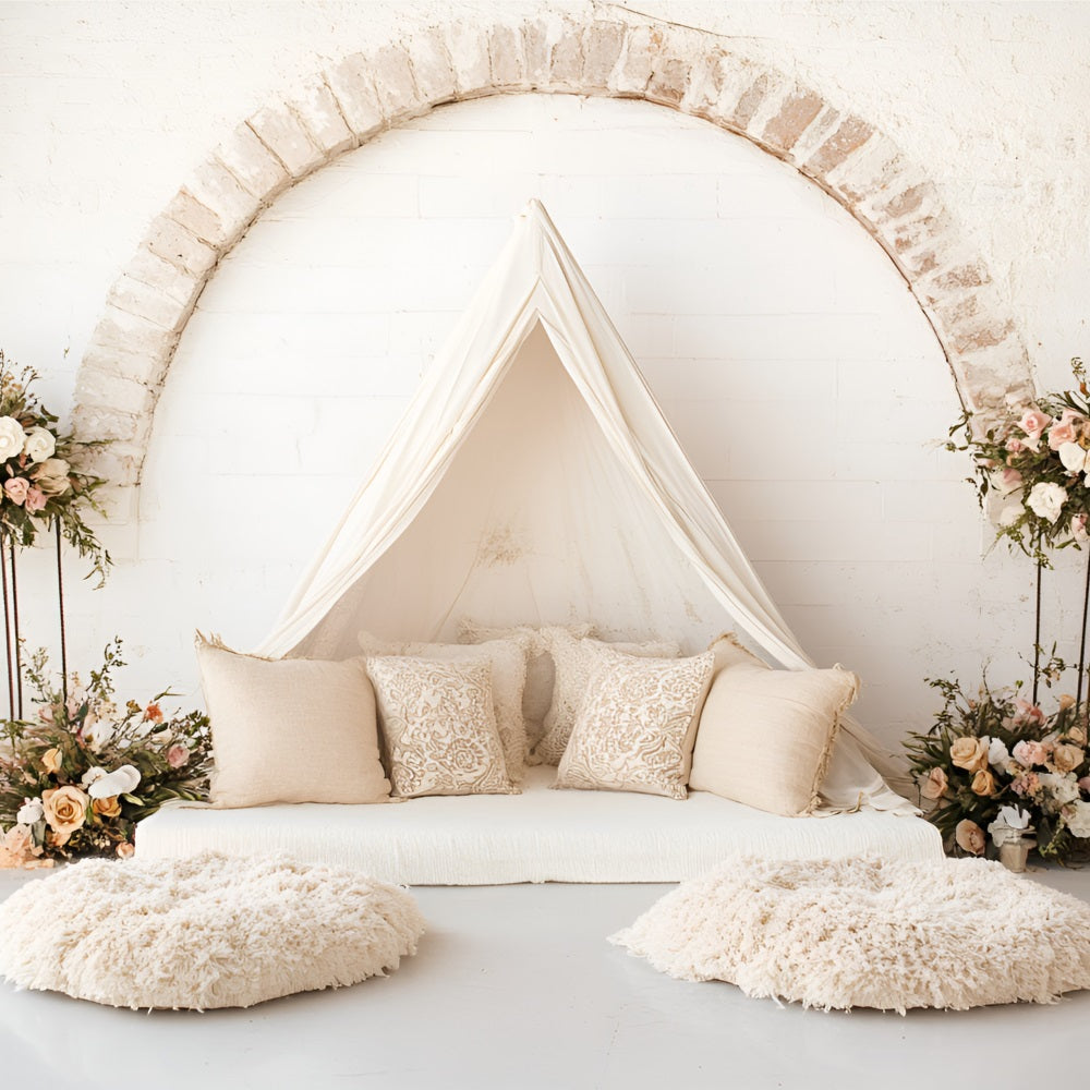 Boho Arch Backdrop Floral Tent Arch Backdrop UK CSH4-134