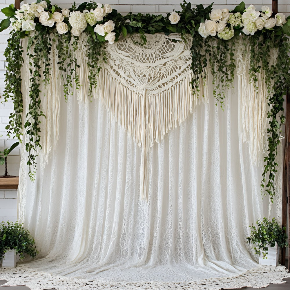 Boho Backdrop Draped Lace Flowers Backdrop UK CSH4-139
