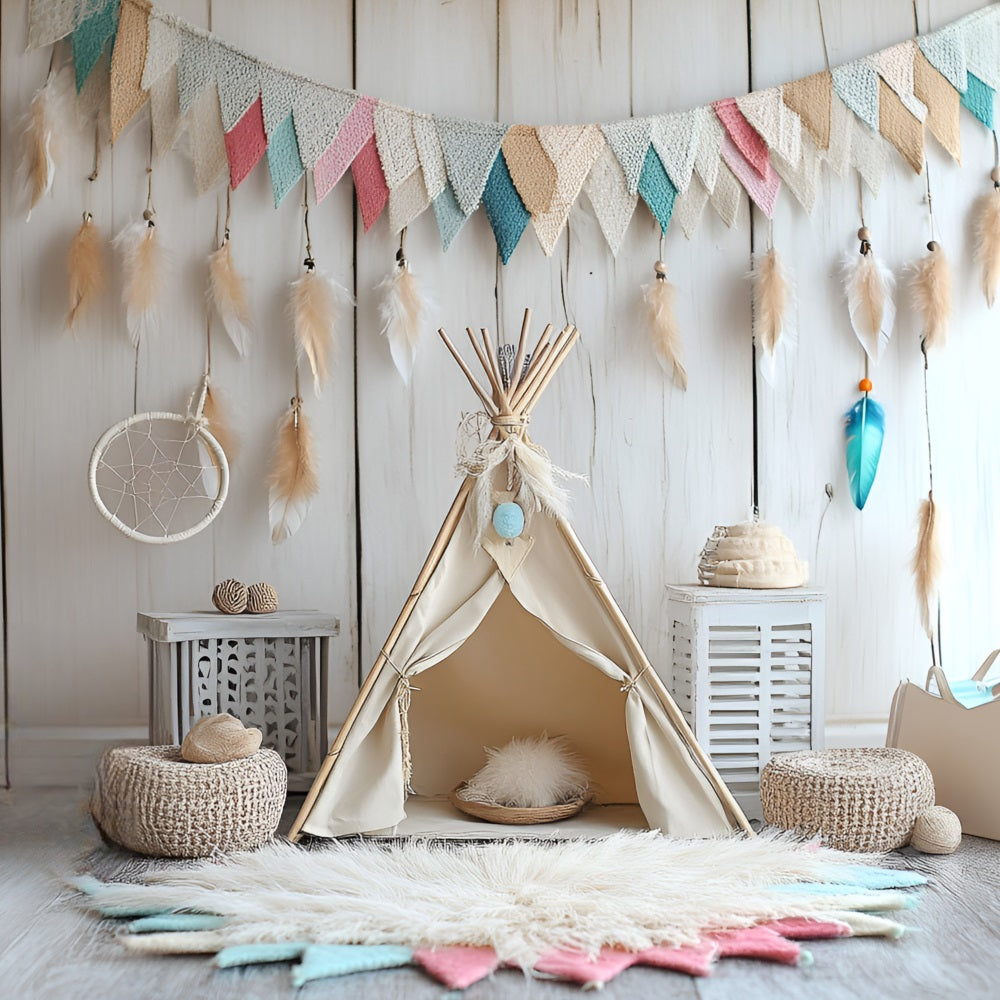 Boho Backdrops Feather Garland Kid Tent Backdrop UK CSH4-144