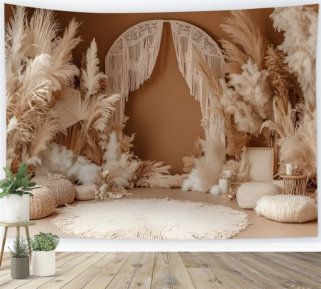 Boho Photo Backdrop Drape Macrame Arch Pampas Backdrop UK CSH4-145