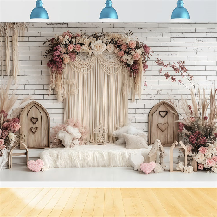 Boho Backdrop Ideas Macrame Curtain Flowers Backdrop UK CSH4-147