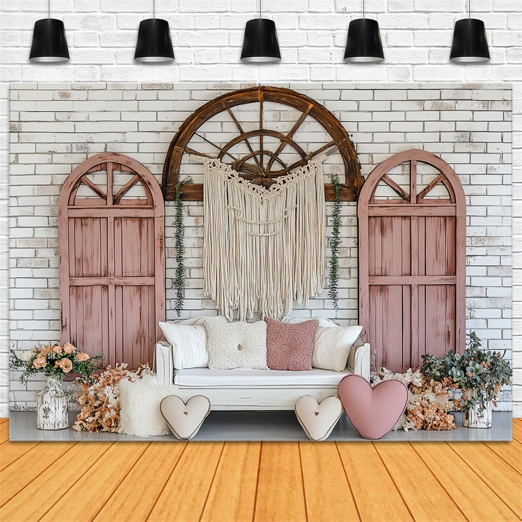 Boho Photography Backdrop Arch Window Sofa Love Backdrop UK CSH4-148