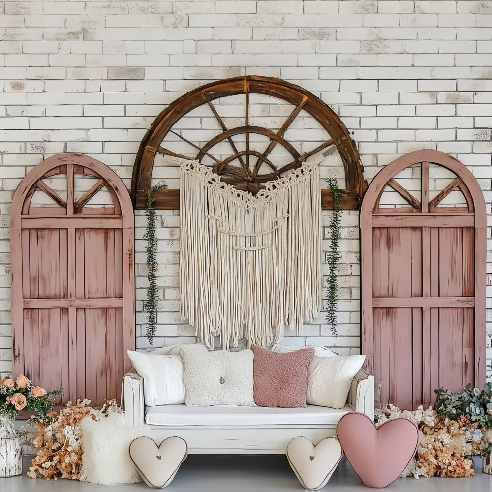 Boho Photography Backdrop Arch Window Sofa Love Backdrop UK CSH4-148