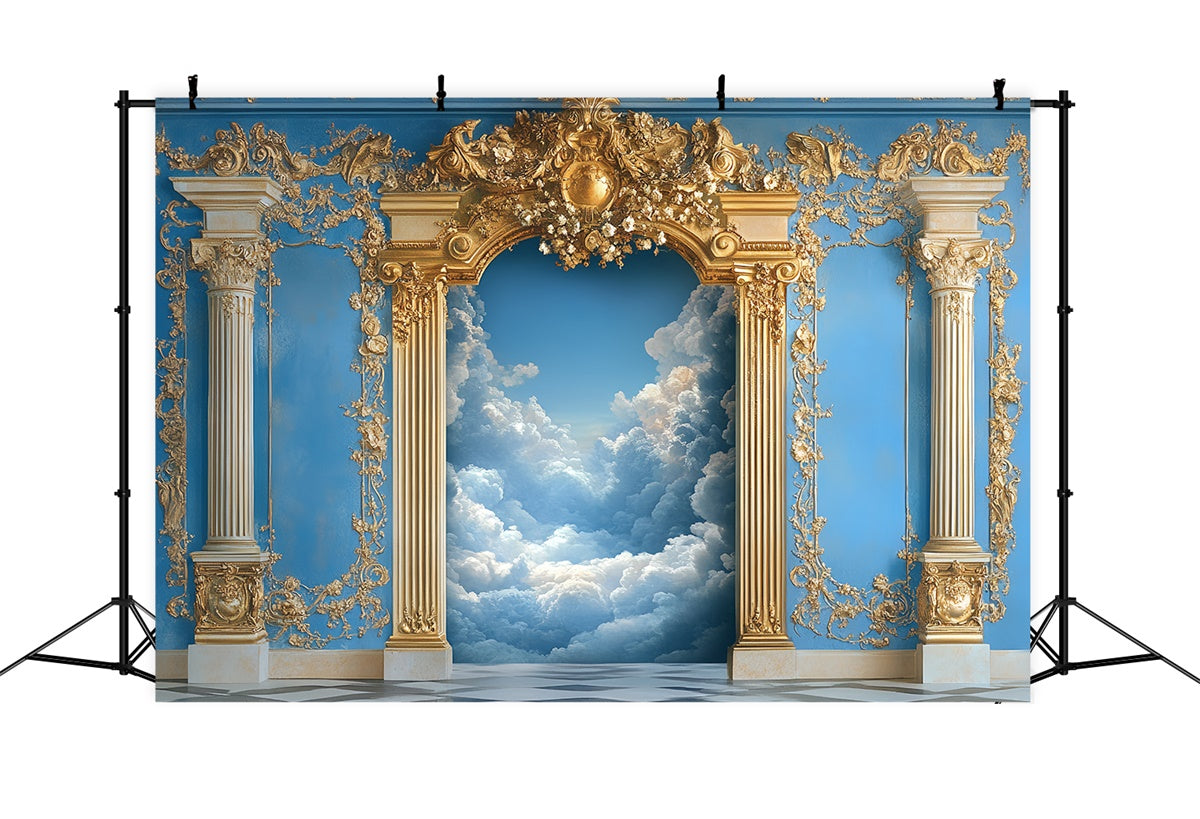 Cloud Photo Backdrop Ornate Palace Golden Arch Backdrop UK CSH4-242