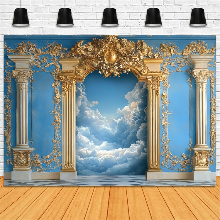 Cloud Photo Backdrop Ornate Palace Golden Arch Backdrop UK CSH4-242