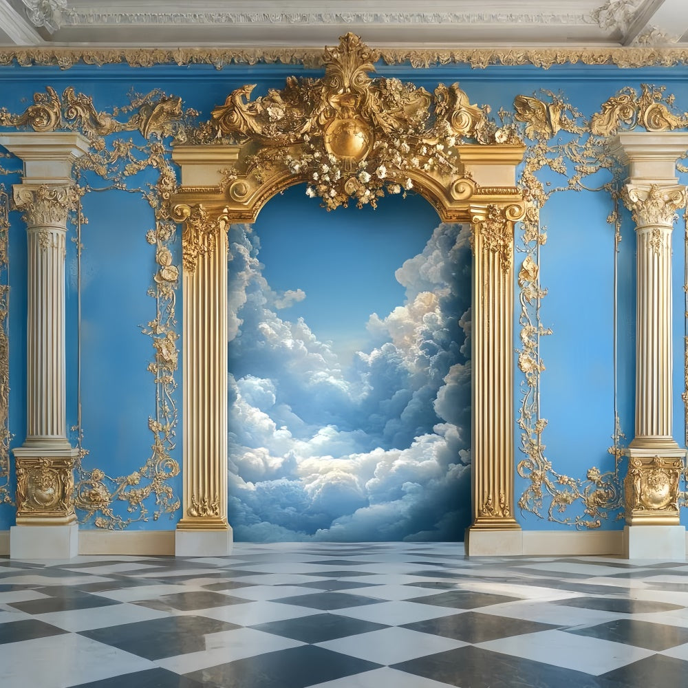 Cloud Photo Backdrop Ornate Palace Golden Arch Backdrop UK CSH4-242