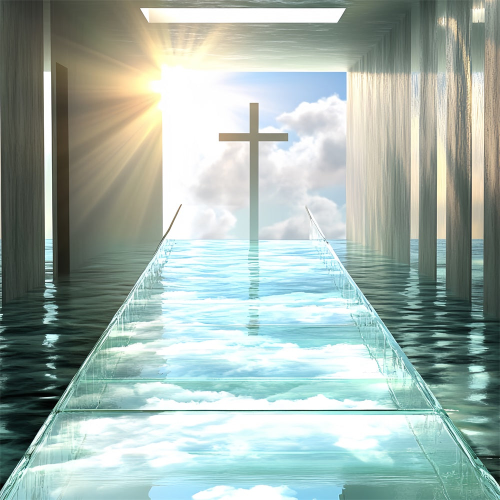 Sky And Cloud Backdrop Cloud Reflections Cross Backdrop UK CSH4-249