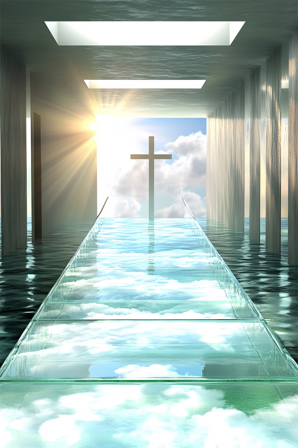 Sky And Cloud Backdrop Cloud Reflections Cross Backdrop UK CSH4-249