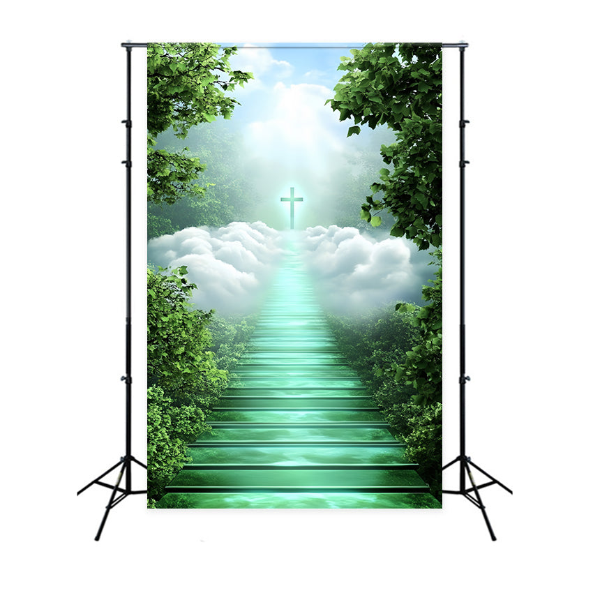 Clouds Photo Backdrop Peaceful Forest Cross Trail Backdrop UK CSH4-250