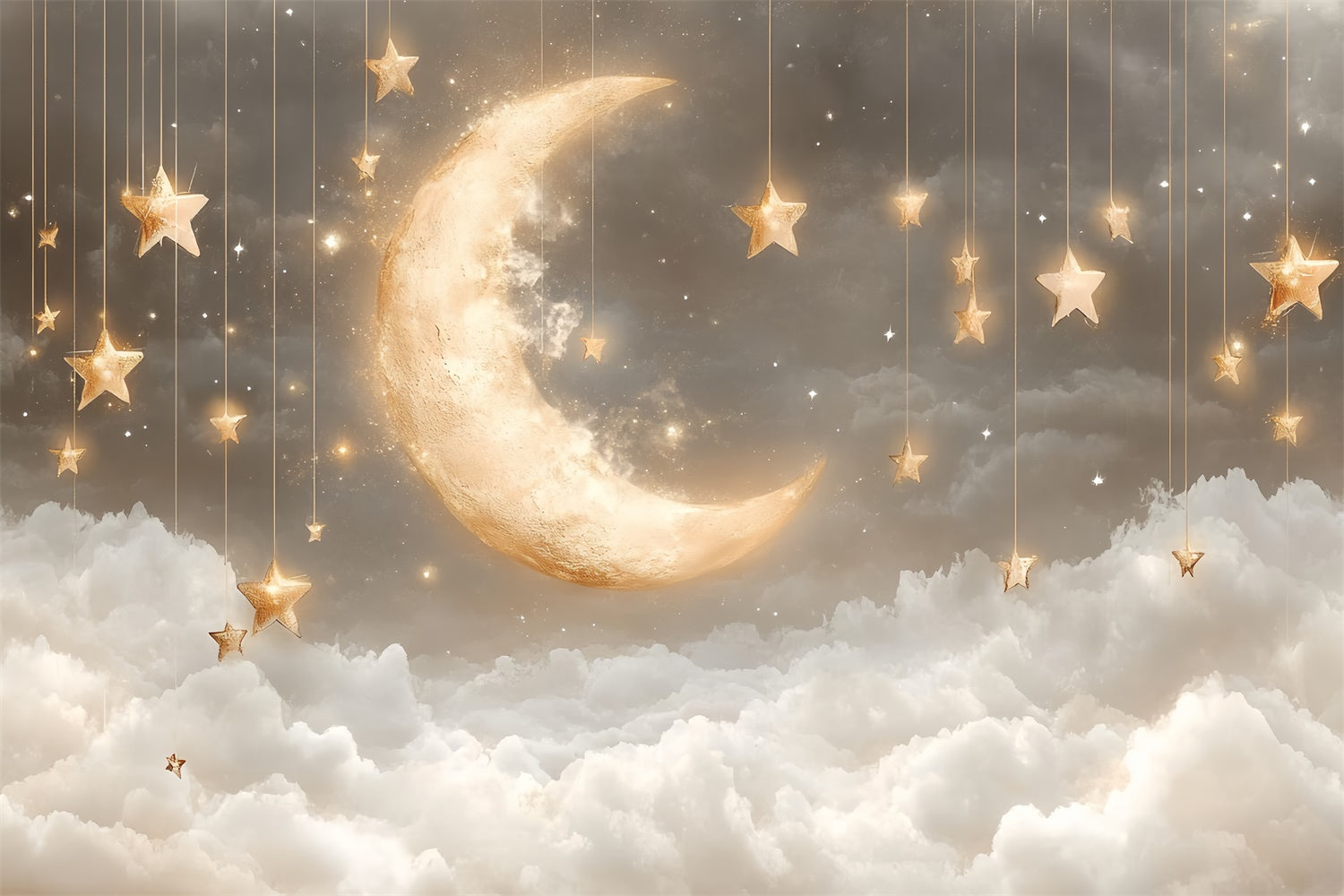Cloud Backdrop Photoshoot Moonlight Hanging Stars Backdrop UK CSH4-251
