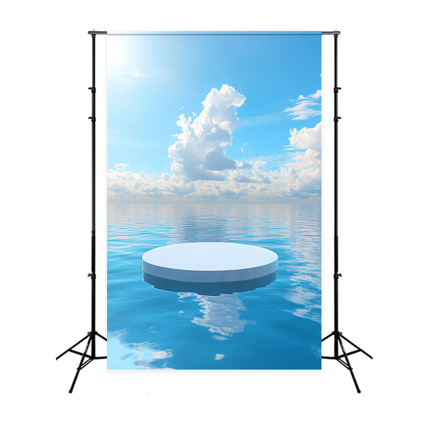 Ocean And Sky Backdrop Blue Sky Serene Water Backdrop UK CSH4-253