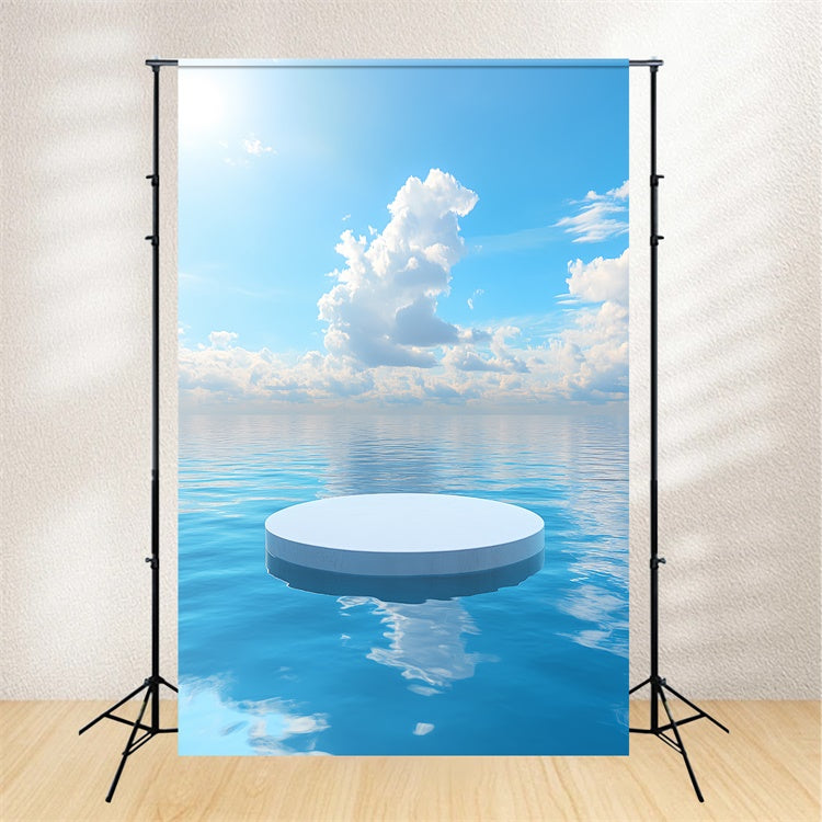 Ocean And Sky Backdrop Blue Sky Serene Water Backdrop UK CSH4-253