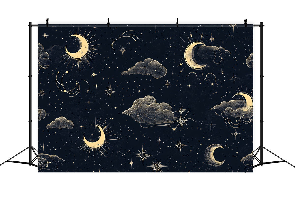 Night Sky Backdrops Mystical Clouds Crescent Moon Backdrop UK CSH4-259