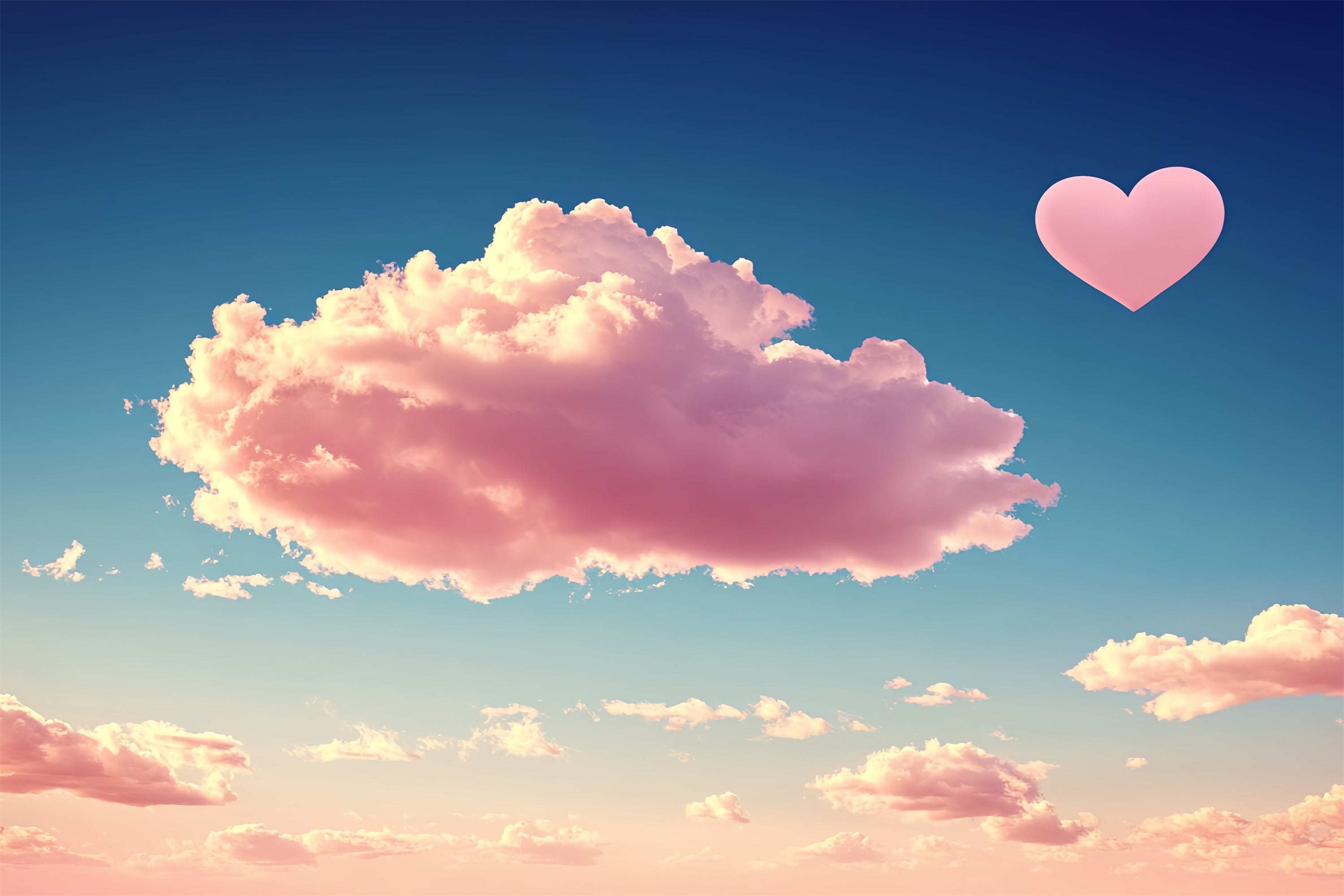 Pink Clouds Backdrop Romantic Pink Clouds Heart Backdrop UK CSH4-265