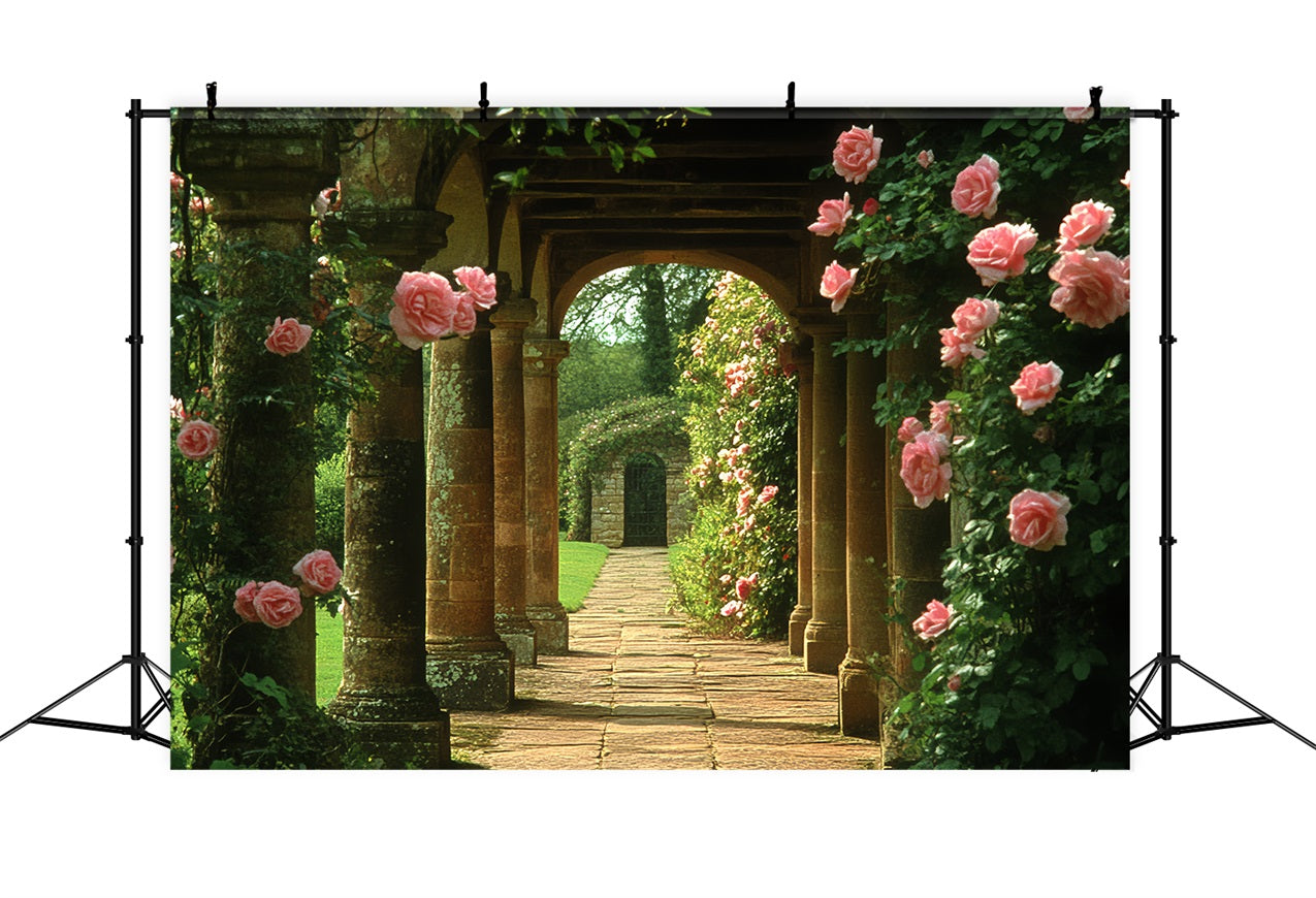 Vintage Backdrop Rose Climbing Arch Corridor Backdrop UK CSH4-277