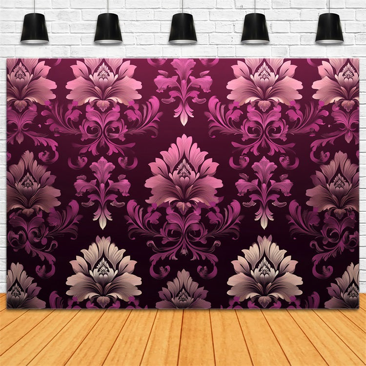 Classic Photo Backdrop Pink Floral Damask Backdrop UK CSH4-283
