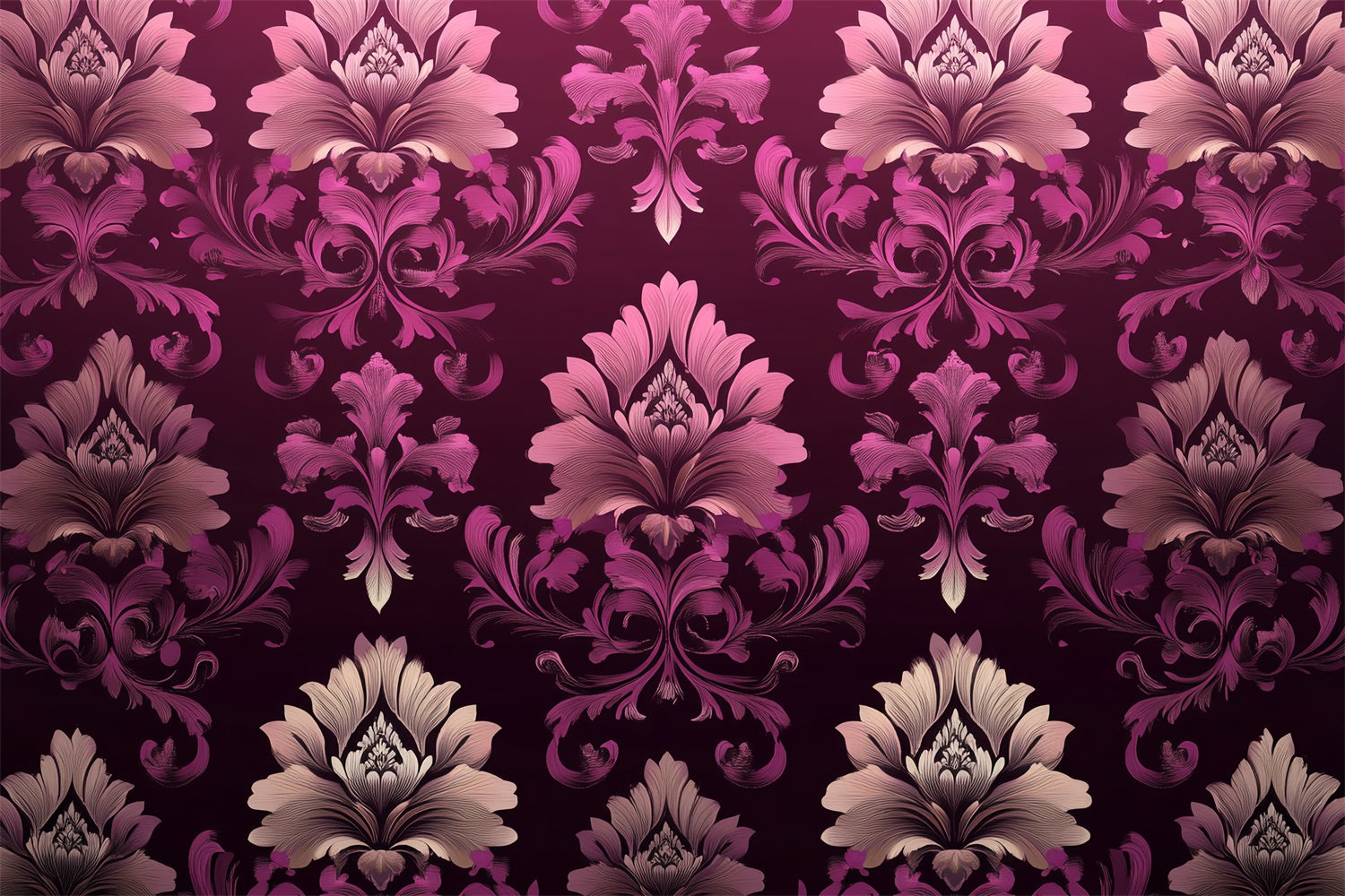 Classic Photo Backdrop Pink Floral Damask Backdrop UK CSH4-283