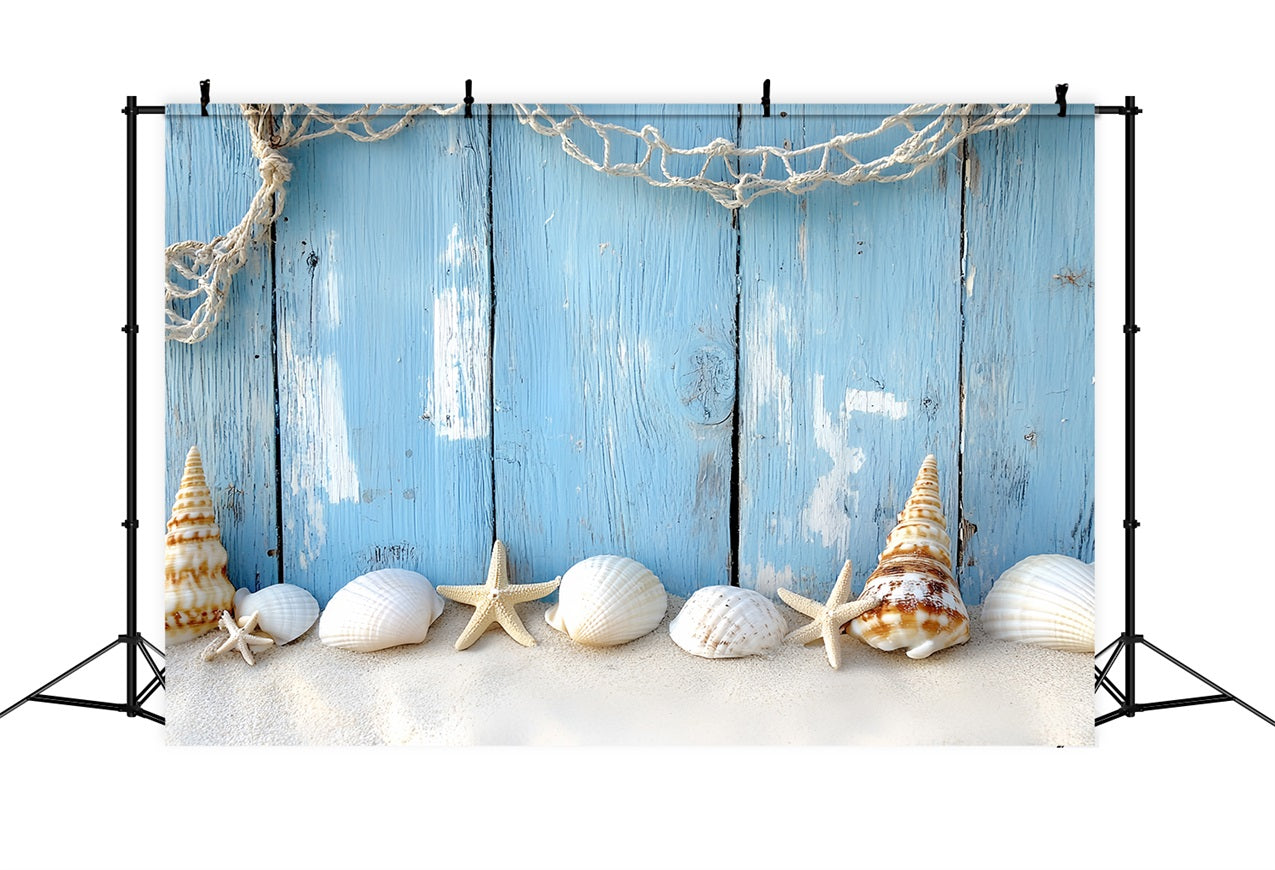 Vintage Backdrop Blue Wood Seaside Photography Backdrop UK CSH4-295