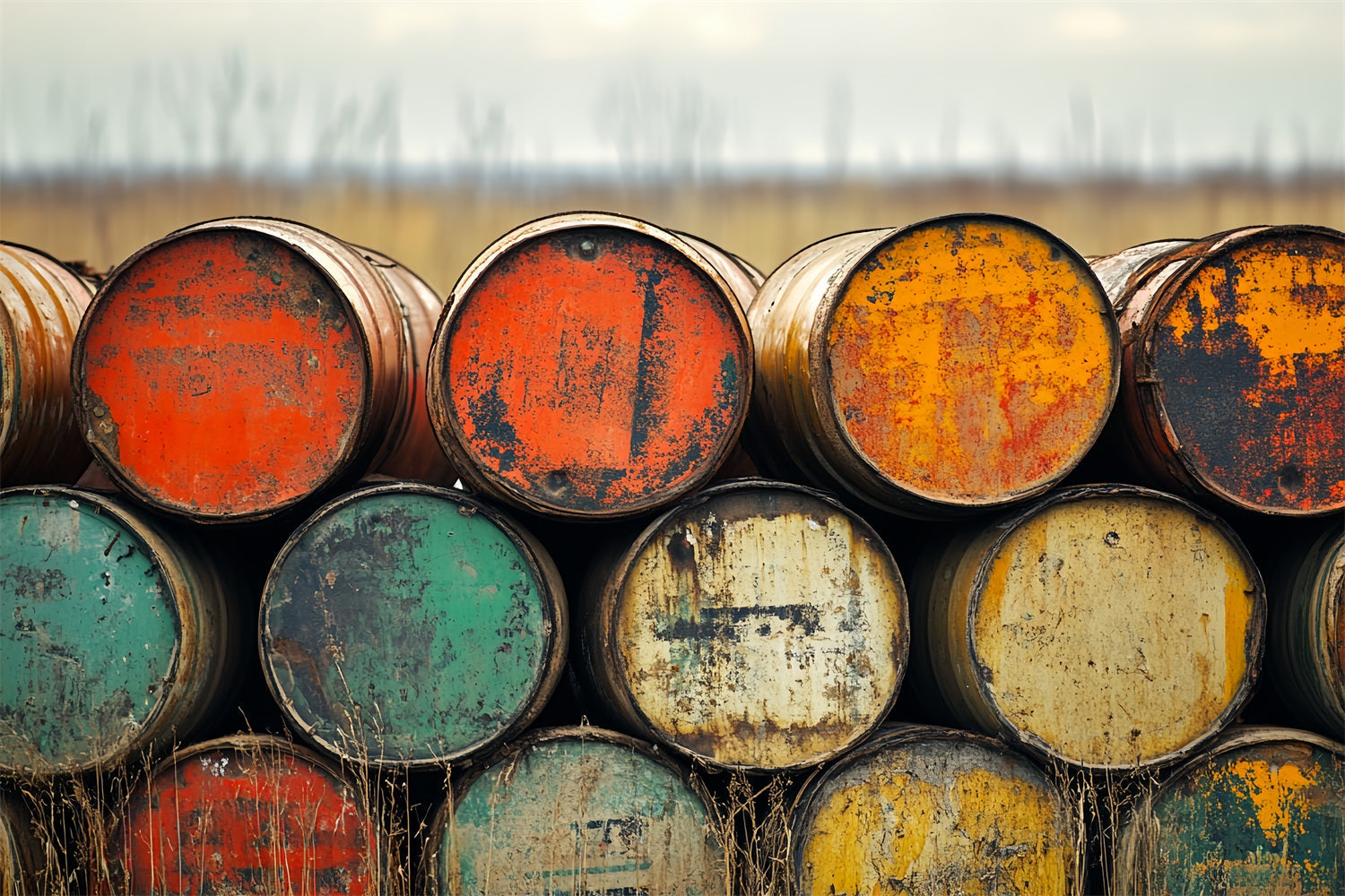 Vintage Photo Backdrops Industrial Barrel Pile Backdrop UK CSH4-302