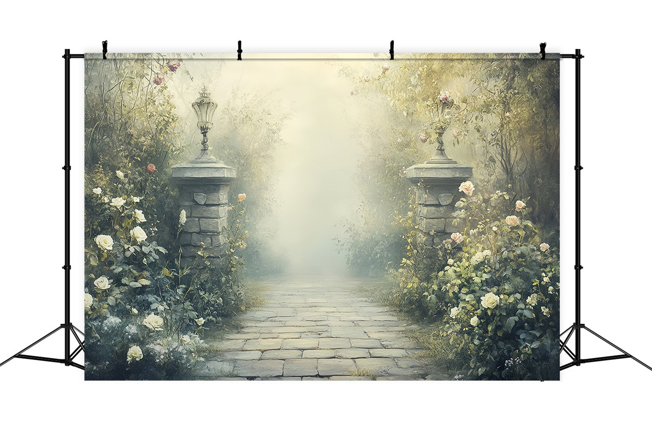 Vintage Backdrops For Photography Pillars Garden Pathway Backdrop UK CSH4-310