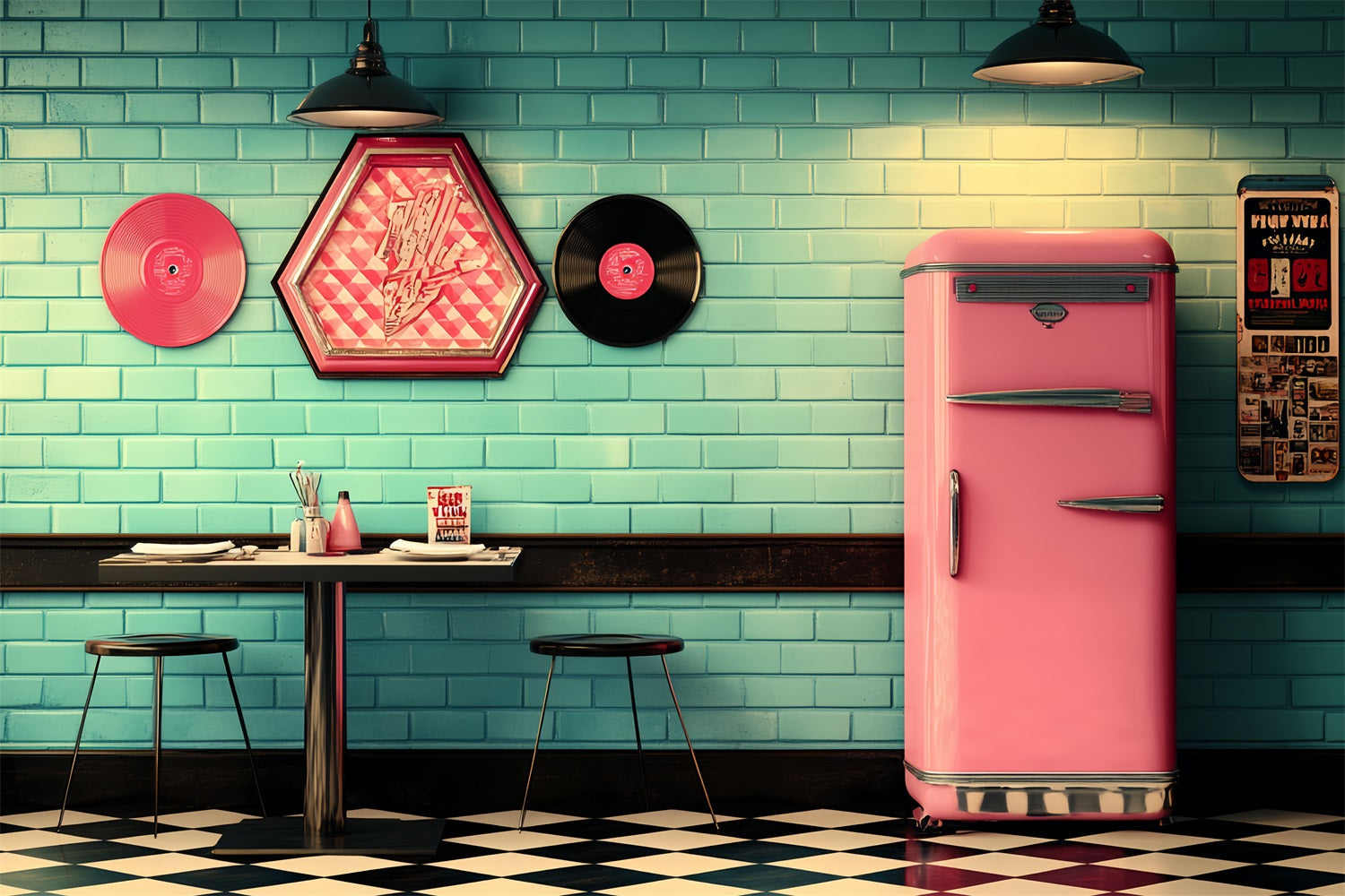 Retro Backdrops Vinyl Record Diner Vintage Backdrops UK CSH4-316
