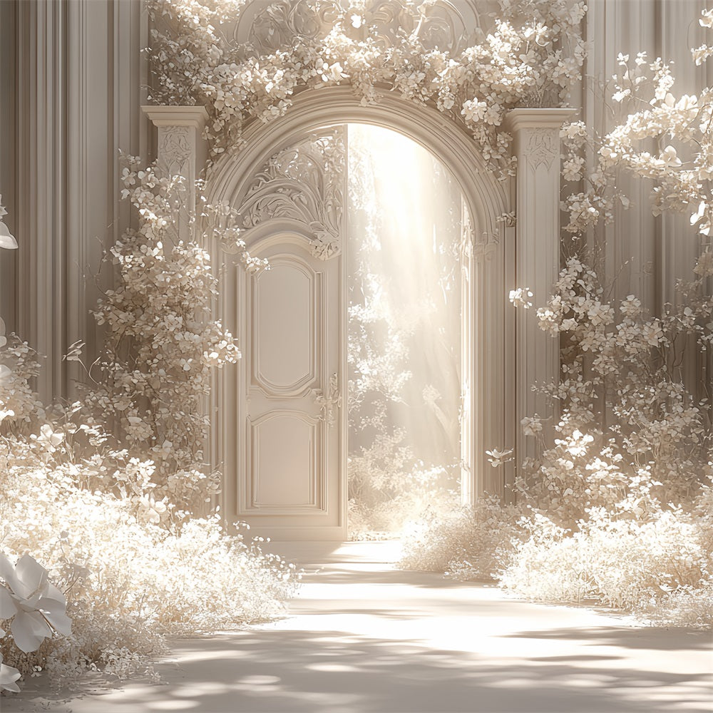 Castle Interior Backdrop White Floral Fantasy Archway Backdrop UK CSH4-358
