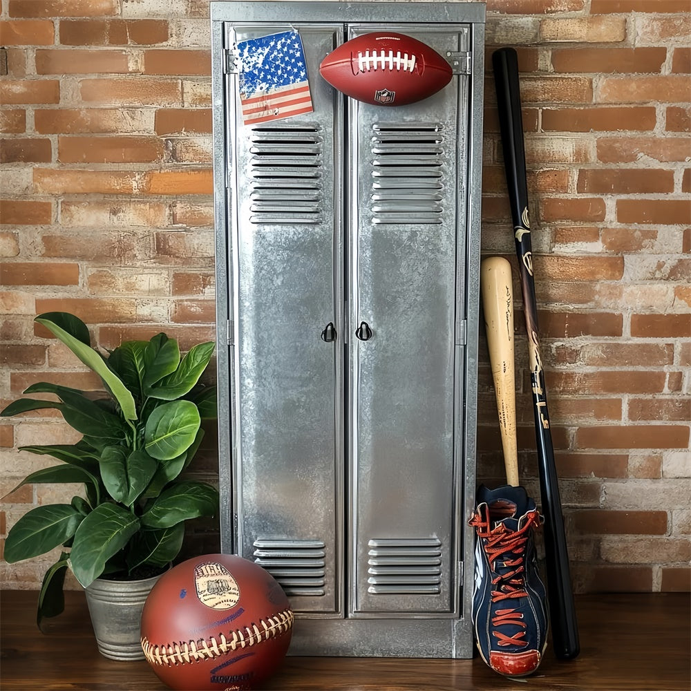 Sports Backdrops Rustic Brick Sports Locker Backdrop UK CSH4-366
