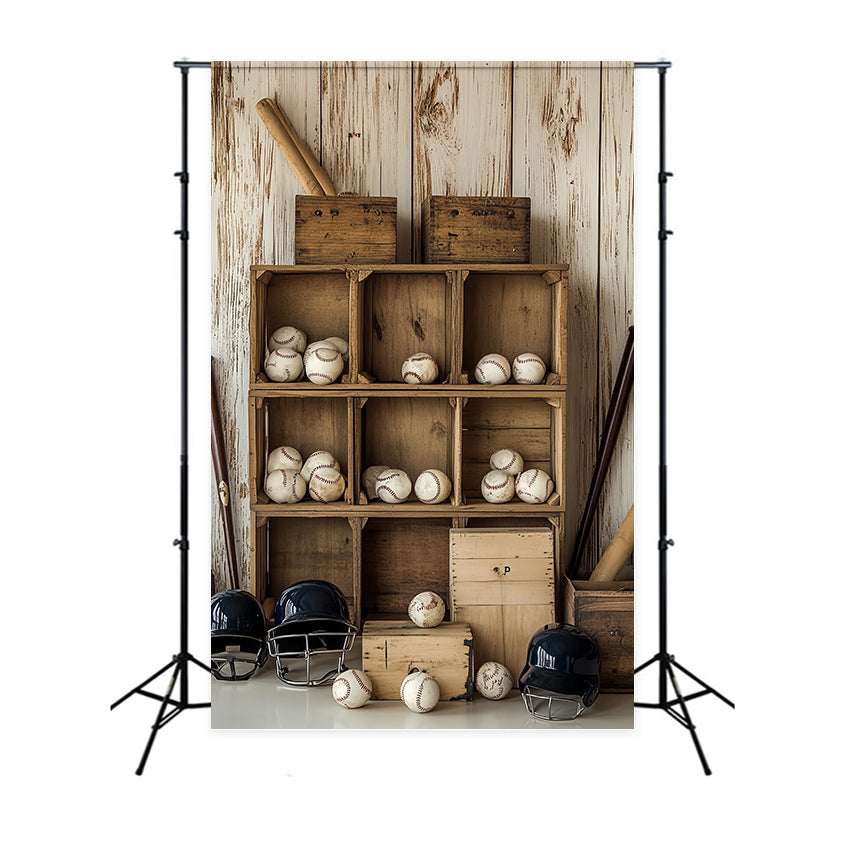 Baseball Backdrop Baseball Wooden Storage Backdrop UK CSH4-369
