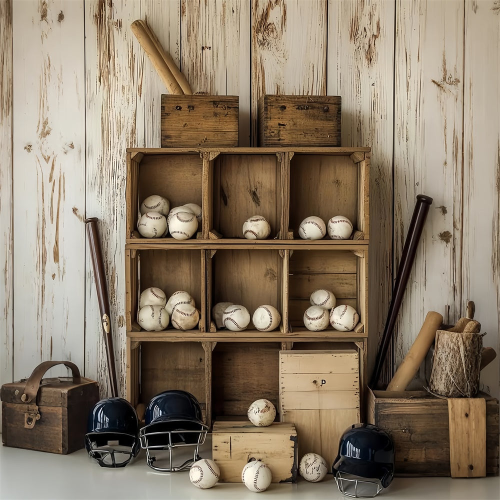 Baseball Backdrop Baseball Wooden Storage Backdrop UK CSH4-369