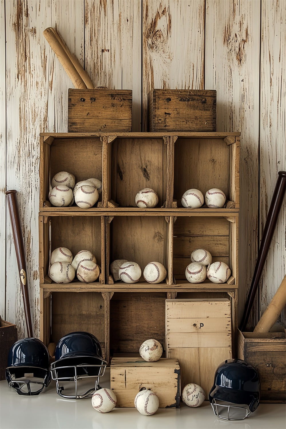 Baseball Backdrop Baseball Wooden Storage Backdrop UK CSH4-369