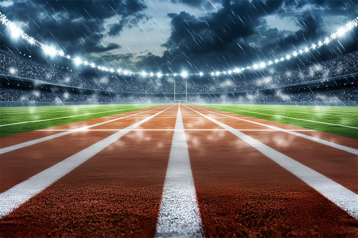 Football Stadium Backdrop Rainy Stadium Track Field Backdrop UK CSH4-372