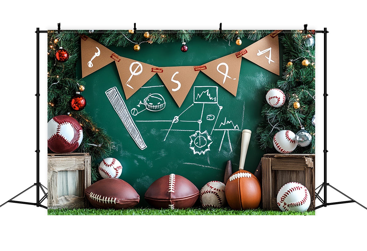 Sports Photo Backdrop Christmas Sports Blackboard Backdrop UK CSH4-374