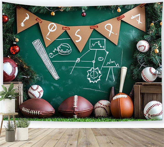 Sports Photo Backdrop Christmas Sports Blackboard Backdrop UK CSH4-374