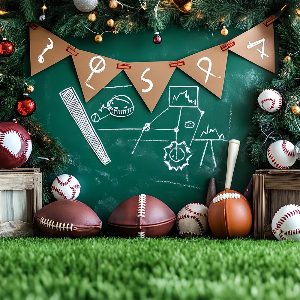 Sports Photo Backdrop Christmas Sports Blackboard Backdrop UK CSH4-374