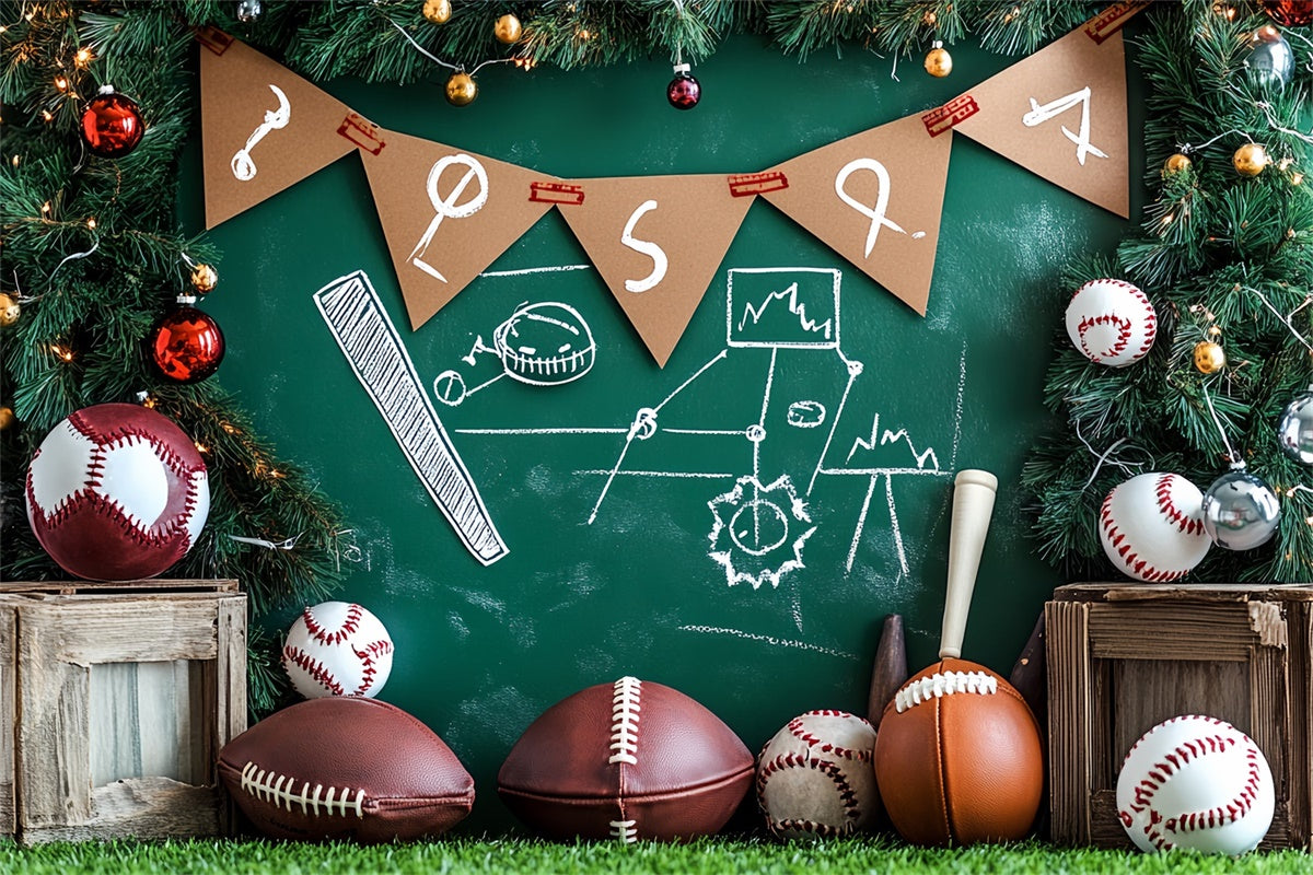 Sports Photo Backdrop Christmas Sports Blackboard Backdrop UK CSH4-374