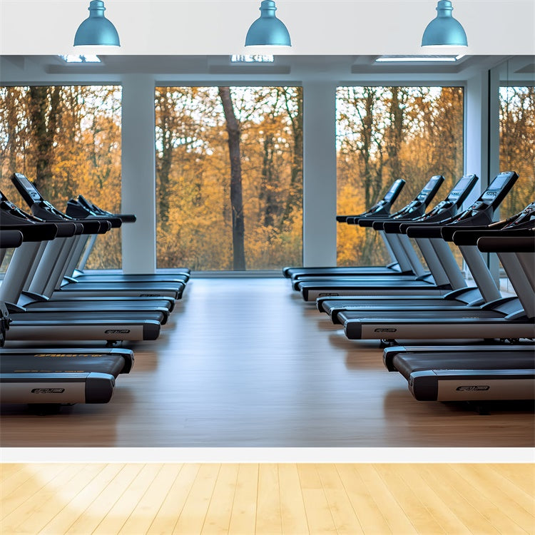 Photography Sports Backdrops Treadmill Gym Room Backdrop UK CSH4-379
