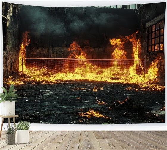 Sports Photography Backdrops Burning Tennis Court Backdrop UK CSH4-381