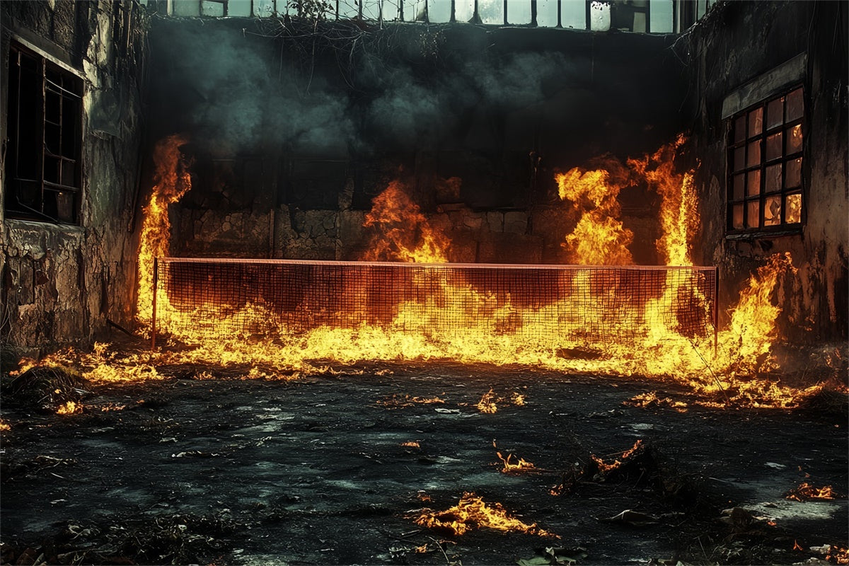 Sports Photography Backdrops Burning Tennis Court Backdrop UK CSH4-381