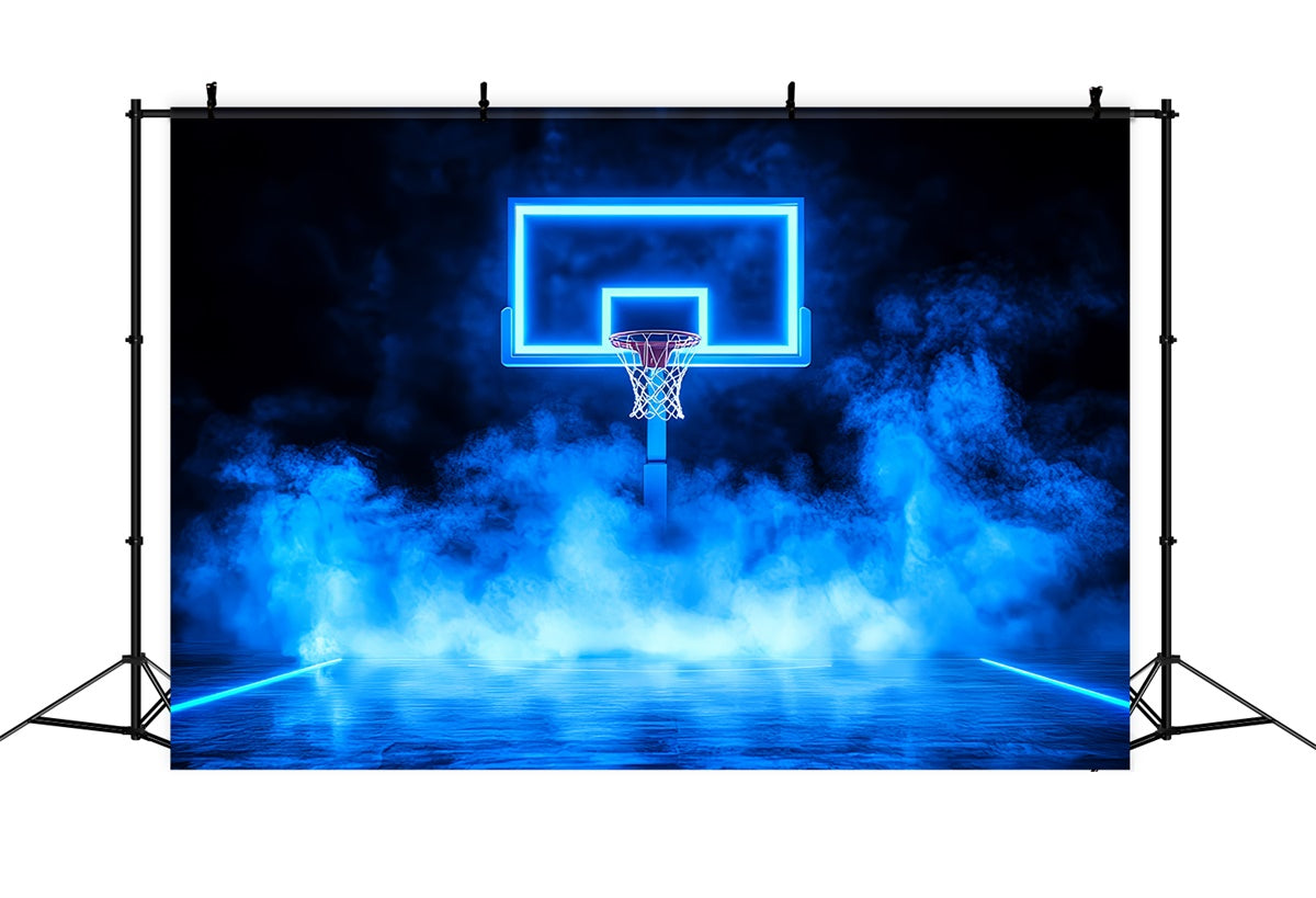 Basketball Court Backdrop Neon Basketball Hoop Backdrop UK CSH4-382