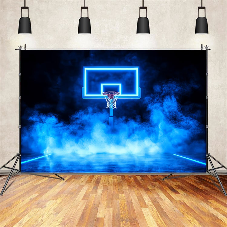 Basketball Court Backdrop Neon Basketball Hoop Backdrop UK CSH4-382