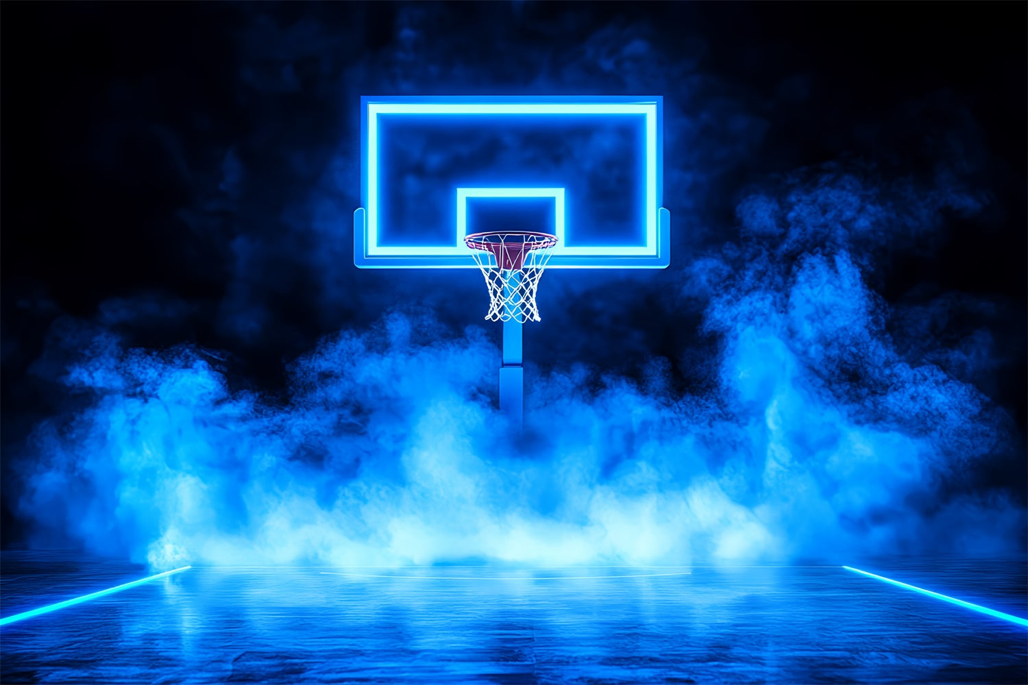 Basketball Court Backdrop Neon Basketball Hoop Backdrop UK CSH4-382