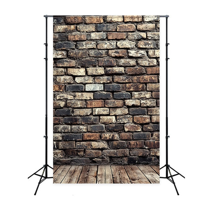 Retro Backdrop Rustic Brick Wall Wood Vintage Backdrop UK CSH4-391