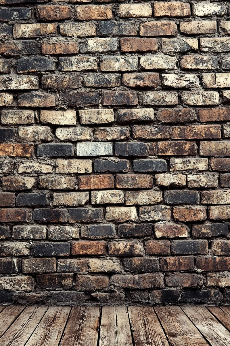 Retro Backdrop Rustic Brick Wall Wood Vintage Backdrop UK CSH4-391
